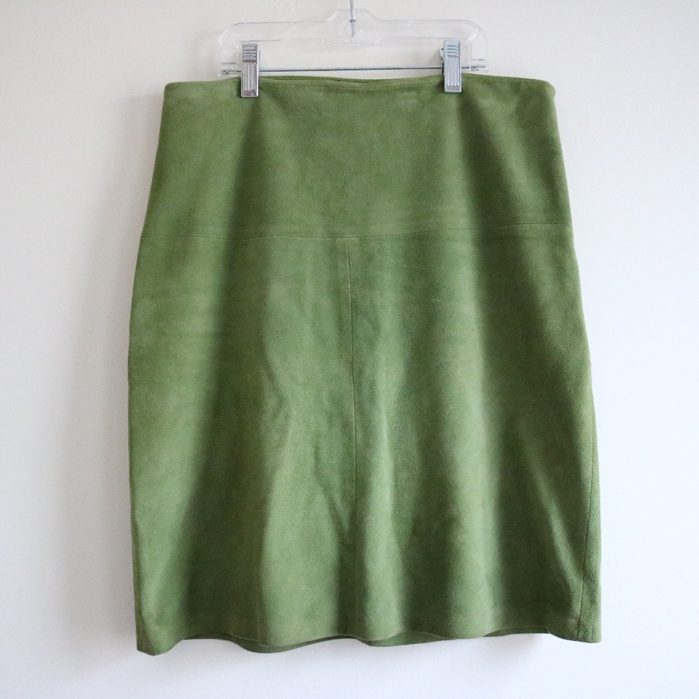 Vintage Green Suede Pencil Skirt